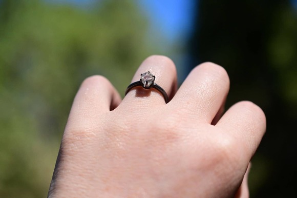 Raw Gemstone jewelry , Raw Diamond Ring, Handmade Engagement Ring, unique - Picture 5 of 9